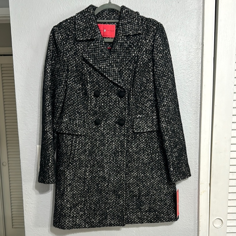 Ivanka Trump Black Pea Coat Double-Breasted Mid-Length